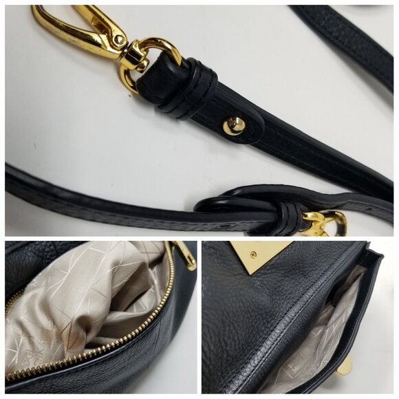 Badgley Mischka Black Leather & Gold Handbag & Crossbody Messenger Bag Handbags - Picture 16 of 16